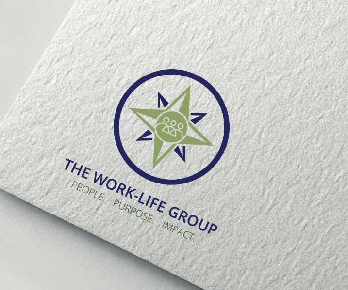 The Work-Life Group compass logo printed on textured paper